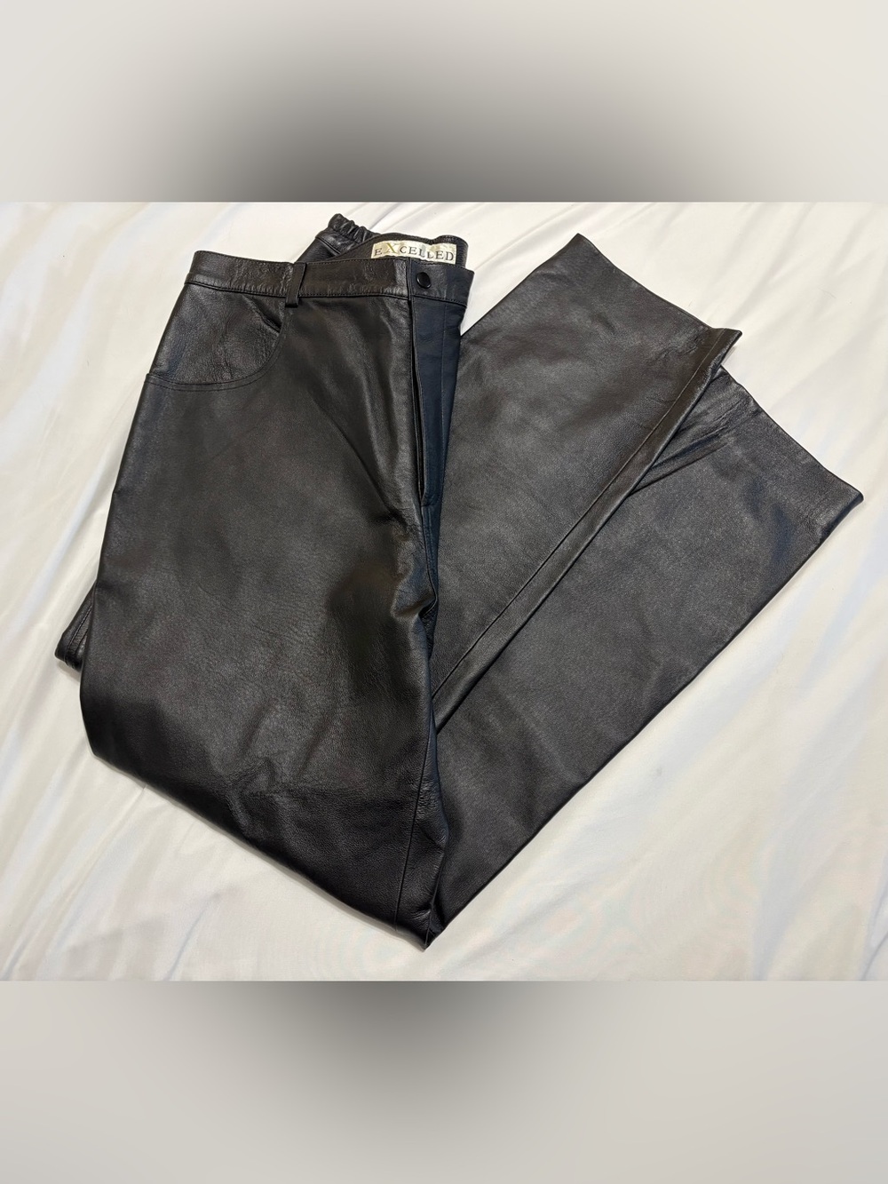EUC Vintage Excelled sz 18 black leather pants biker moto